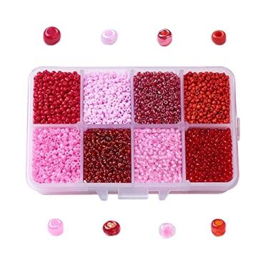 Imagem de Spritewelry 12500 peças de contas de semente de vidro de 2 mm para fabricação de joias - kit espaçador redondo pequeno vermelho solto para brinco de pulseira - orifício: 1 mm