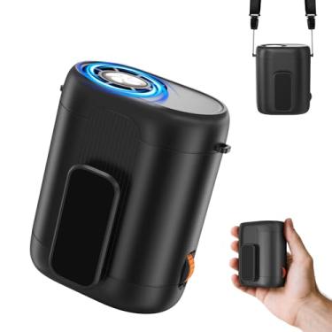 Imagem de FIHECAL Mini ventilador de cintura com clipe com mostrador de velocidade infinita, ventilador de camisa/cinto usável com as mãos livres e fluxo de ar máximo de 20.000 RPM, ventilador de pescoço