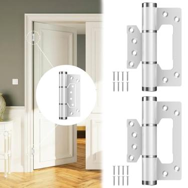 Imagem de Dobradiças de porta sem encaixe de 12,7 cm, dobradiça de porta de fechamento automático, dobradiça de mola, amortecedor hidráulico, abertura interna unidirecional de 175°, liga de alumínio espacial