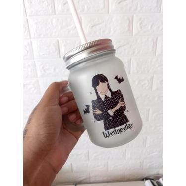 Imagem de Mason Jars Wandinha Addams Caneca Com Alça Wandinha - Criattivis
