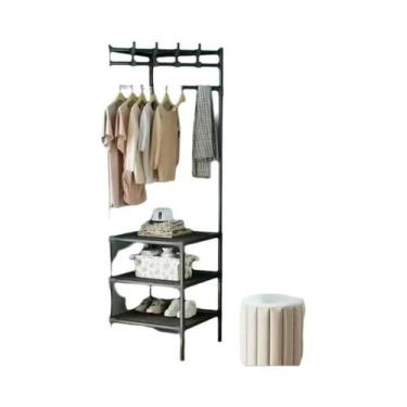 Imagem de Rack De Roupas De Canto Do Quarto, Mesa De Cabeceira Multicamadas, Pra