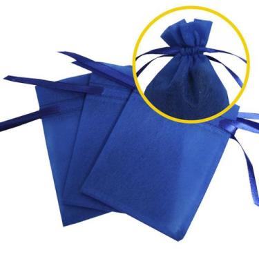 Imagem de 50 Saquinhos TNT 8x12 com Fita Cetim Bilateral Azul Royal - Upontocom