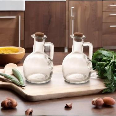 Imagem de Kit Conjunto 2 Galheteiro Frasco Pote Azeite Vinagre Óleo Em Vidro Bor