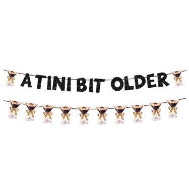 Imagem de A Tini Bit Banner mais antigo, decorações de festa de martini, aniversários, decoração de parede com tema de coquetel engraçado para festas de aniversário de adultos, suprimentos de celebração de