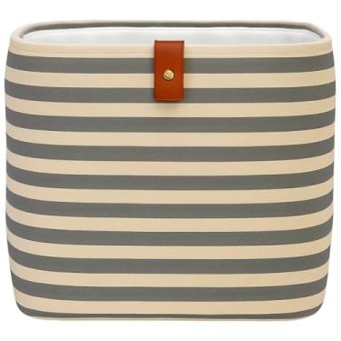 Imagem de Cesto Organizador Roupa Suja Dobrável Multiuso 30L Listrado - Cinza