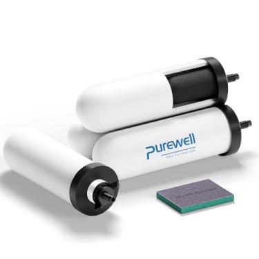 Imagem de Purewell Elementos de purificação de 3 estágios de cerâmica PF-4, lavável e reutilizável, certificado NSF/ANSI 42 e 372, substituição para filtros ProOne, Berkey, Purewell e sistemas de filtro de água