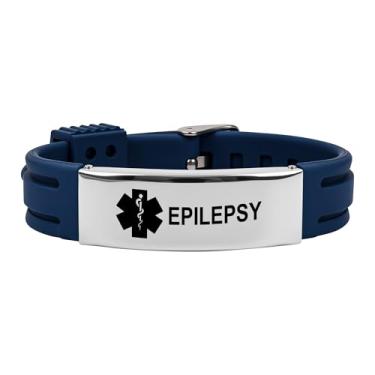 Imagem de Pulseira de alerta médico para mulheres e homens, pulseira de silicone ajustável para diabéticos D.N.R marcapasso epilepsia, Adjustable Size, Silicone, Sem Pedra Preciosa