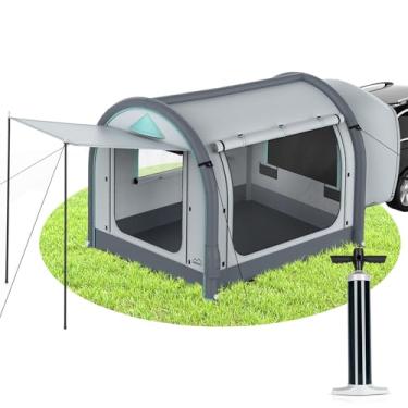 Imagem de Barraca inflável SUV para acampamento, grandes tendas de glamping de instalação rápida, barraca para 6 pessoas com acessório destacável para carro, barracas de van com bolsa de armazenamento e tela de