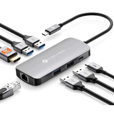 Imagem de NOVOO Usb C Hub Ethernet 4K @ 60 Usb C Hdmi Adaptador Multiport Type C Adaptador 4 Usb 3.0 e Usb2.0 Dongle 100W Pd Dock Docking Station para Macbook Pro Air Apple Ipad Pro Steam Deck Dell Hp Lenovo 7