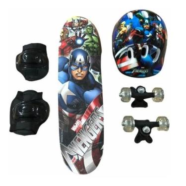 Imagem de Skate Infantil Vingadores Capacete E Joalheira 