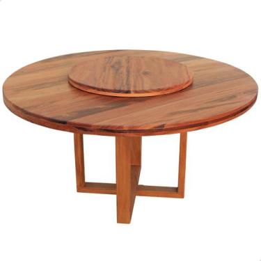 Imagem de Mesa de Jantar Redonda 1,2M Madeira Maciça Natural - MHM Móveis Brasil