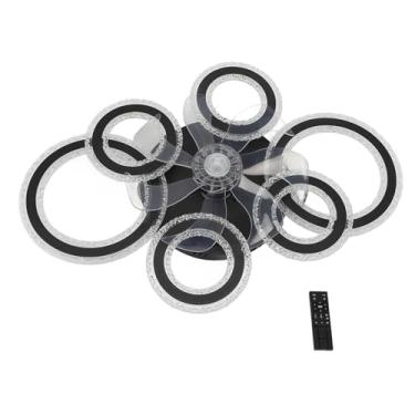 Imagem de Fockety Ventiladores de teto com luzes e controle remoto, ventilador de teto de perfil baixo com 6 anéis, montagem embutida, 6 velocidades e 3 temperaturas de cor, para quarto (Preto)