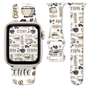 Imagem de Pulseira de relógio compatível com Apple Watch séries 10, 9, 8, 7, 6, 5, 4 e 3 Ultra SE, para mulheres e homens, pulseiras de silicone substituíveis para iWatch de 38 mm, 40 mm, 41 mm e 42 mm (café