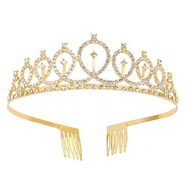 Imagem de Tiara de casamento de strass de cristal com pente para noivas, princesas, rainhas, coroação, festa de aniversário, coroa de prata para meninas e mulheres, festa de carnaval, celebração de férias para