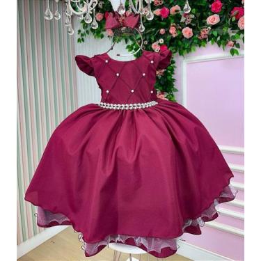 Imagem de Vestido Infantil Marsala Menina Luxo - no-brand, 1, Marsala