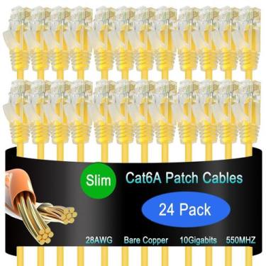 Imagem de Cabo de conexão Ethernet Lysymixs Cat6a Slim 30 cm, pacote com 24 unid