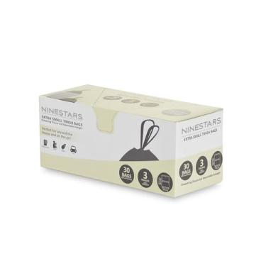 Imagem de NINESTARS Saco de lixo branco extra forte NSTB-3-30 com fecho de cordão, 3 gal/12 L, 30 unidades