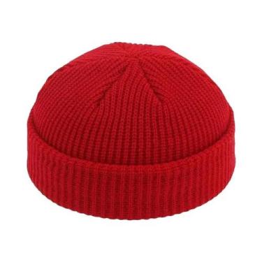 Imagem de Gorro de malha unissex boné moda hip-hop com punho curto boné quente c