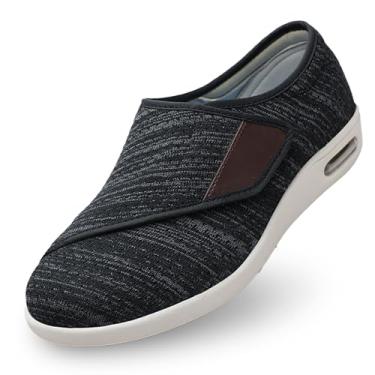 Imagem de youyun Sapatos ortopédicos para mulheres, tênis de ajuste largo para diabéticos, fascite plantar e suporte para pés inchados, leve, confortável e respirável (tamanho 36 a 44), Preto, cinza, 6 Wide