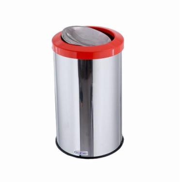 Imagem de Lixeira Inox Basculante 20 Litros Tampa Flip Top Com Cor - CCM, Laranj