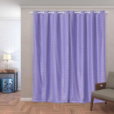 Imagem de Cortina Blackout Pvc Com Tecido Voil Xadrez 2,80X2,30 Lilas - Bellissi