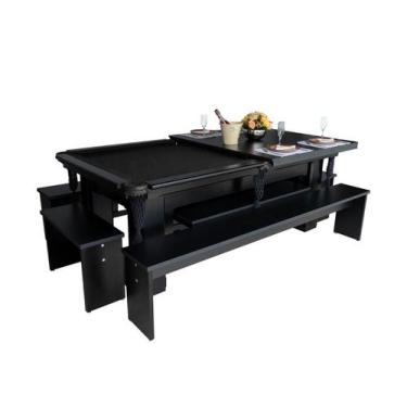 Imagem de Mesa de Sinuca e Jantar com 4 Bancos - 2,20x1,20  - Nelson Bilhares, P