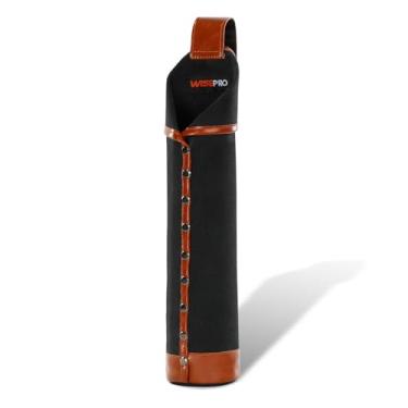 Imagem de Bolsa de eletrodo resistente a chamas, bolsa de haste de solda de lona, suporte de eletrodo de couro com passadores de cinto e rebites reforçados, 35 x 6 x 6 cm