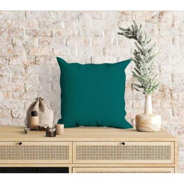 Imagem de Almofada Com Enchimento Color Block Lisa Azul Esverdeado - Core Decore