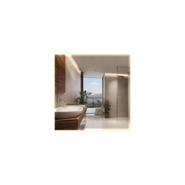 Imagem de Espelho Quadrado Lapidado Led 50x50 Luz Indireta Decorativo Luxo Camarim Closet Banheiro (Neutro)