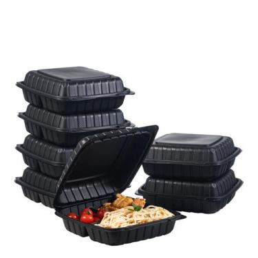 Imagem de Bandejas plásticas Clamshell para comida para viagem, pacote com 50 un
