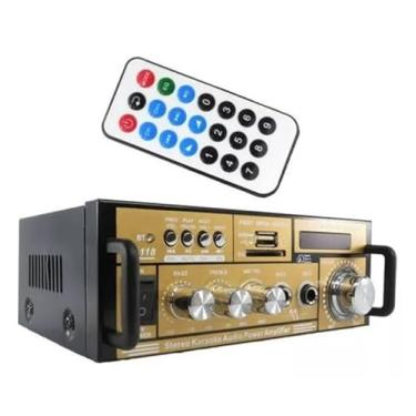 Imagem de Amplificador de Áudio Estéreo Karaokê, 20W, Bluetooth, Rádio FM, USB/SD/AUX/RCA, com Controle Remoto