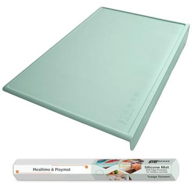 Imagem de Tapete de silicone para pintura, PlayDoh e projetos de arte com borda de segurança de proteção de ângulo – Jogo americano para crianças e crianças – Tapete de comida antiderrapante e livre de BPA