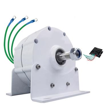 Imagem de HENGJINGTR 12V 24V 48V Motor elétrico do alternador sem engrenagem, 1200W DIY AC DC Power Alternator Low RPM Gerador de ímã permanente (com base),24v