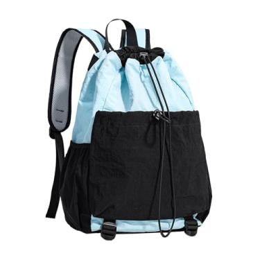Imagem de oshhni Mochila com cordão para transporte, mochila multifuncional para tênis, bolsa para tênis, raquete de squash, academia, viagem, esportes, fitness, Azul Preto