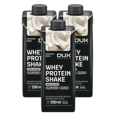 Imagem de Kit 3 Whey Protein Shake Dux com 15g de Proteína e 3g BCAA Sabor Coco 
