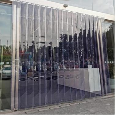 Imagem de Cortina de porta de PVC, persianas impermeáveis lisas, kit de cortina de tiras de PVC, cortina de plástico adequada para casa, cozinha, repelente de mosquitos, transparente, 1,5 x 2,4 m