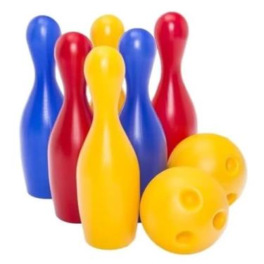 Imagem de Jogo de Boliche Infantil em Plástico com 6 Pinos e 2 Bolas – Diversão Saudável para Crianças e Família