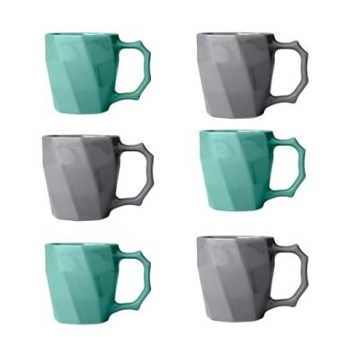 Imagem de Conjunto 6 Caneca Cerâmicas Café Leite Chá Louça Lisa 260ml Design e Cores Exclusivas - E-FCS Store (CINZA/TIFANI)