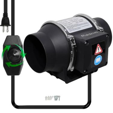 Imagem de Ventilador de duto em linha de 10 cm para barraca de cultivo hidropônico Greenroom capa de gabinete de impressora 3D cozinha, potente ventilador de exaustão de motor de cobre, alta velocidade, baixo