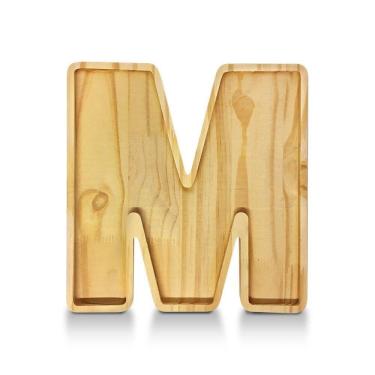 Imagem de Petisqueira Letra M Tábua Com Rebaixo Madeira Pinus Woodspot