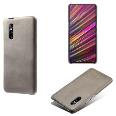 Imagem de Capa para vivo V15 Pro,Proteção contra quedas,Casca de volta de cor sólida simples,Design de couro de imitação de plástico-Gray