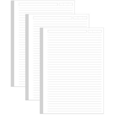 Imagem de (Pacote com 3) Refil de papel pautado não perfurado – Papel A5 de folhas soltas para fichário/caderno de disco, 300 folhas/600 páginas, páginas brancas pautadas de 100 g/m², 14,7 x 21 cm