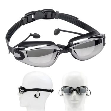 Imagem de Oculos De Mergulho Protetor Auricular Ouvido Nataçao Lente Antiembaçamento Proteçao Uv Piscina Mar Tiras Ajustaveis