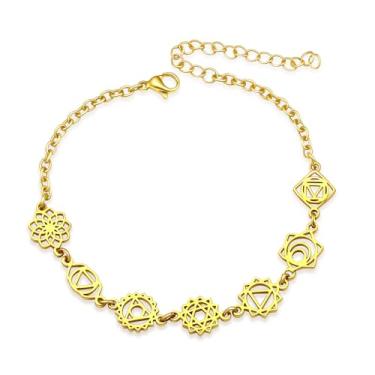 Imagem de COMTRUDE Pulseira feminina com 7 chacras requintadas para cura de aura e ioga, joias energéticas, presentes de aniversário, meditação, joia espiritual, cm, Aço inoxidável, Sem Pedra Preciosa