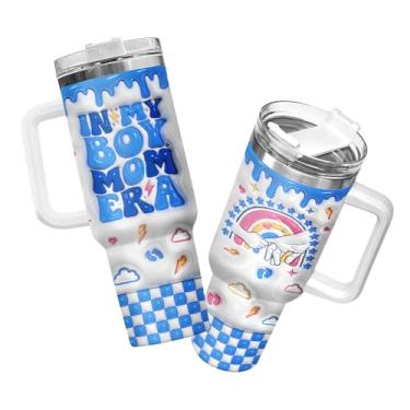 Imagem de 34HD Copo Boy Mom com alça e canudo, copo de aço inoxidável com isolamento a vácuo de 1,134 g, caneca de café para mamãe, presentes para o dia das mães, aniversário, Natal