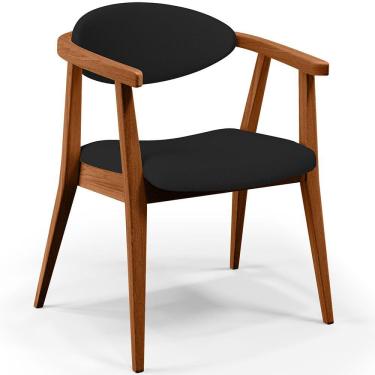 Imagem de Poltrona Decorativa Para Sala de Estar Jantar Cecília L02 Facto Preto - Lyam Decor