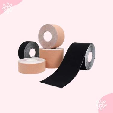 Imagem de Levanta Peito Fita Adesivo O Segredo Do Sutiã Invisível e Adesiva Para Valorizar Seus Seios Com Decotes Lindos Tamanho 5 Metros Bege