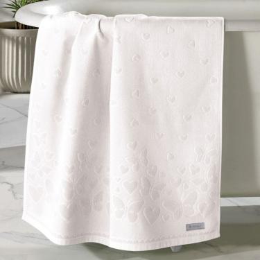 Imagem de Toalha de Banho Velour Jacquard Döhler Romance Aveludada - Branca