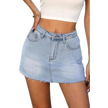 Imagem de Saia jeans ELLEVEN Jean Mini Skort, shorts femininos, azul claro