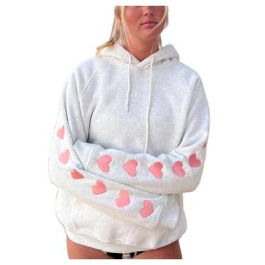Imagem de Moletom feminino com capuz Argeousgor Y2k Heart Bordado M